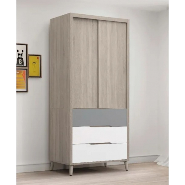 肯詩特淺灰雙色3尺推門衣櫥.jpg